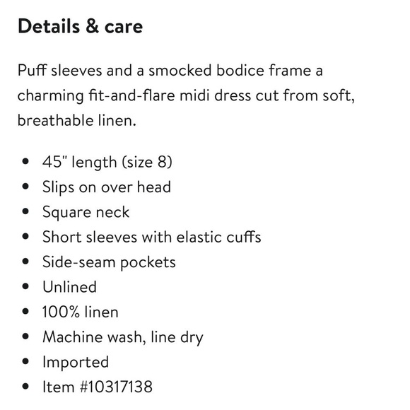 Boden Sky Smocked Short Sleeve Linen Midi Dress - Picture 16 of 16